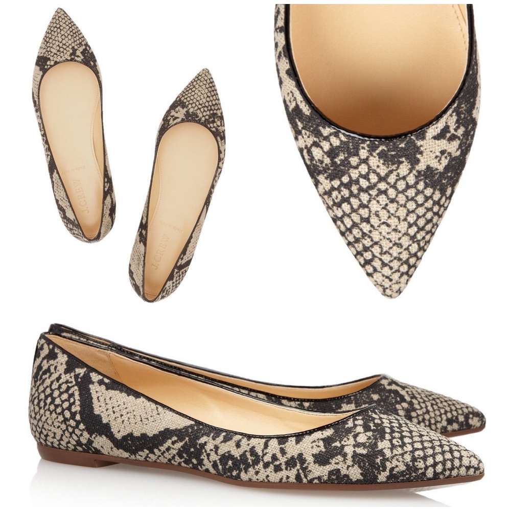 J.Crew Viv Python-Print Canvas Flats - Picture 3 of 7